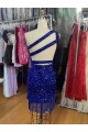 Velvet Sequins Short One Shoulder Sheath Homecoming Dress Sudbury