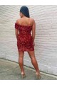 Velvet Sequin Short One Shoulder Sheath Prom Dress Sudbury
