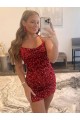 Velvet Sequin Short Spaghetti Straps Sheath Prom Dress / Evening Gown Sudbury