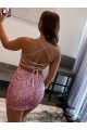 Velvet Sequin Short Spaghetti Straps Sheath Evening Dress Sudbury
