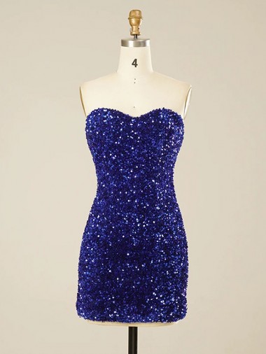 Velvet Sequin Short Sweetheart Sheath Prom Dress Sudbury