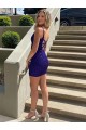 Velvet Sequin Short V-Neck Sheath Prom Dress Sudbury