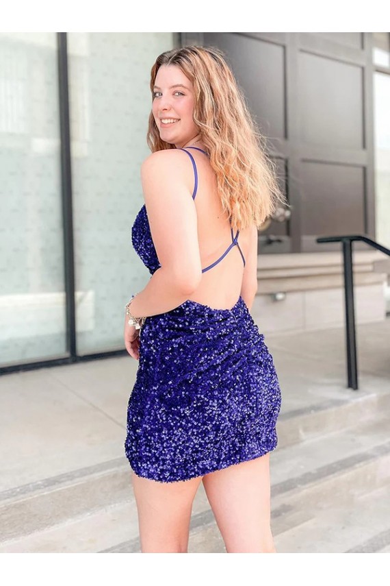 Velvet Sequin Short V-Neck Sheath Cocktail Dress / Prom Dress Sudbury