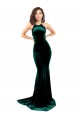 Stretch Velvet Low Back Sweep Train High Neck Mermaid Formal Evening Gown / Prom Dress / Bridesmaid Dress Sudbury