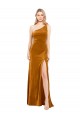 Stretch Velvet Long One Shoulder A-Line Formal Evening Gown / Prom Dress / Bridesmaid Dress Sudbury