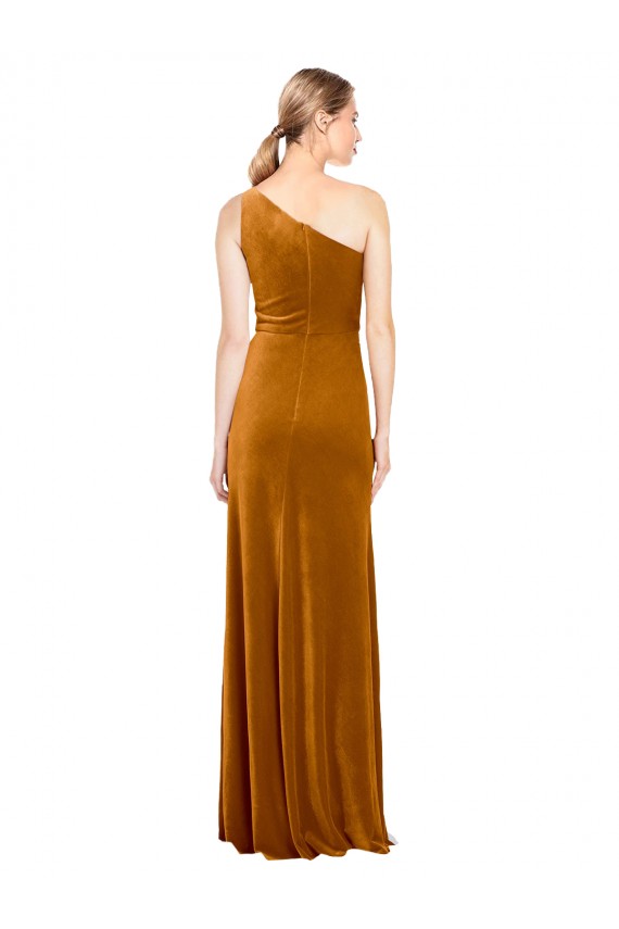Stretch Velvet Long One Shoulder A-Line Formal Evening Gown / Prom Dress / Bridesmaid Dress Sudbury