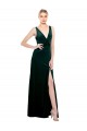 Stretch Velvet V-Back Long V-Neck A-Line Black Tie Evening Dress / Prom Dress / Bridesmaid Dress Sudbury
