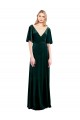 Stretch Velvet V-Back Long V-Neck Dark Green A-Line Prom Dress / Bridesmaid Dress Sudbury