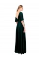 Stretch Velvet V-Back Long V-Neck Dark Green A-Line Prom Dress / Bridesmaid Dress Sudbury