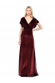 Stretch Velvet Open Back Long V-Neck A-Line Prom Dress / Bridesmaid Dress Sudbury