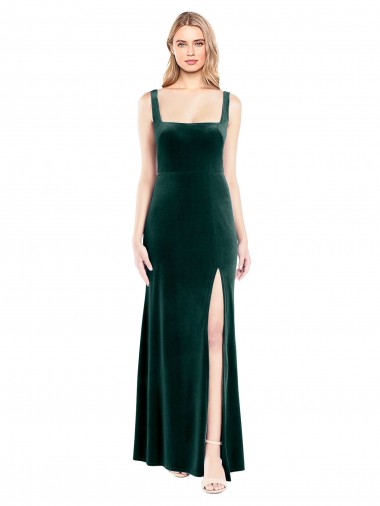 Stretch Velvet Long Square Neck A-Line Prom Dress / Bridesmaid Dress Sudbury