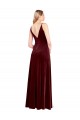 Stretch Velvet V-Back Long V-Neck A-Line Black Tie Prom Dress / Bridesmaid Dress Sudbury