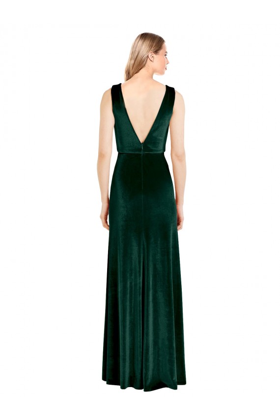 Stretch Velvet V-Back Long V-Neck A-Line Bridesmaid Dress / Formal Dress Sudbury