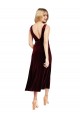Stretch Velvet V-Back Midi Length V-Neck Burgundy A-Line Prom Dress / Bridesmaid Dress Sudbury
