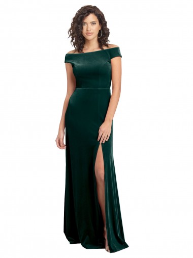 Stretch Velvet Long Square Neck A-Line Formal Evening Gown / Prom Dress / Bridesmaid Dress Sudbury