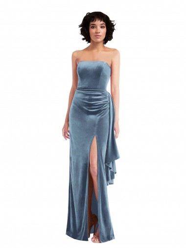 Stretch Velvet Low Back Long Strapless Sheath Formal Evening Gown / Prom Dress / Bridesmaid Dress Sudbury