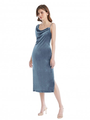 Stretch Velvet Long One Shoulder Sheath Semi Formal Evening Dress / Prom Dress / Bridesmaid Dress Sudbury