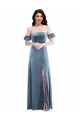 Stretch Velvet Low Back Long Off the Shoulder A-Line Formal Dress / Bridesmaid Dress Sudbury