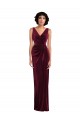 Stretch Velvet Long V-Neck Sheath Semi Formal Evening Dress / Prom Dress / Bridesmaid Dress Sudbury