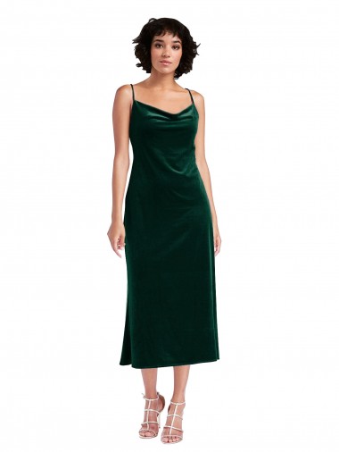 Stretch Velvet Criss Cross Open Back Midi Length Cowl Neck Sheath Black Tie Evening Gown / Prom Dress / Bridesmaid Dress Sudbury