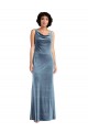 Stretch Velvet V-Back Long Cowl Neck Sheath Evening Dress / Bridesmaid Dress Sudbury