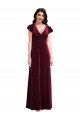 Stretch Velvet Long V-Neck A-Line Semi Formal Evening Dress / Prom Dress / Bridesmaid Dress Sudbury