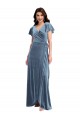 Stretch Velvet Long V-Neck A-Line Black Tie Evening Gown / Prom Dress / Bridesmaid Dress Sudbury