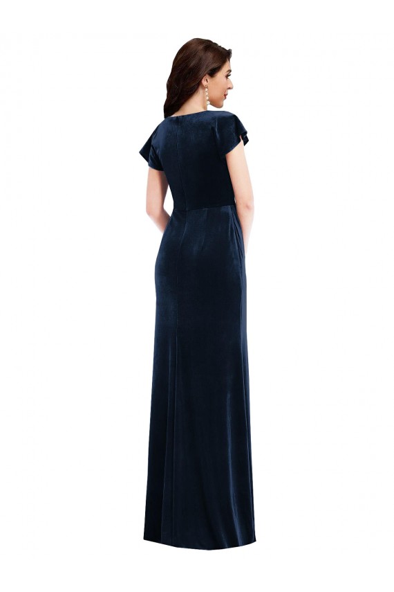Stretch Velvet Long V-Neck A-Line Formal Dress / Bridesmaid Dress Sudbury