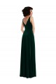 Stretch Velvet V-Back Long V-Neck Dark Green A-Line Bridesmaid Dress / Evening Dress Sudbury