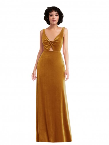 Stretch Velvet V-Back Long V-Neck Trumpet Semi Formal Evening Dress / Prom Dress / Bridesmaid Dress Sudbury