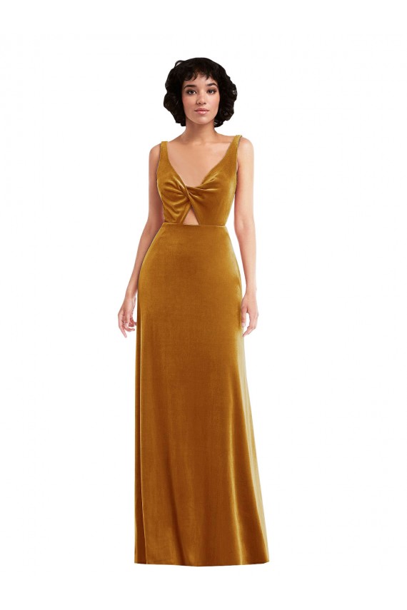 Stretch Velvet V-Back Long V-Neck Trumpet Semi Formal Evening Dress / Prom Dress / Bridesmaid Dress Sudbury