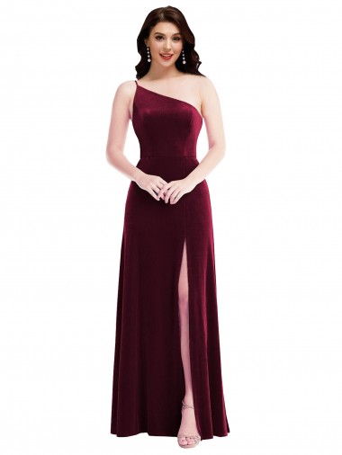 Stretch Velvet Long One Shoulder Trumpet Black Tie Evening Dress / Prom Dress / Bridesmaid Dress Sudbury