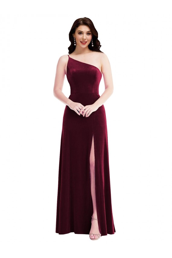 Stretch Velvet Long One Shoulder Trumpet Black Tie Evening Dress / Prom Dress / Bridesmaid Dress Sudbury