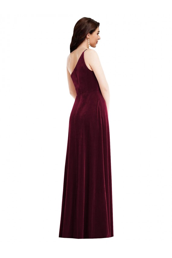 Stretch Velvet Long One Shoulder Trumpet Black Tie Evening Dress / Prom Dress / Bridesmaid Dress Sudbury