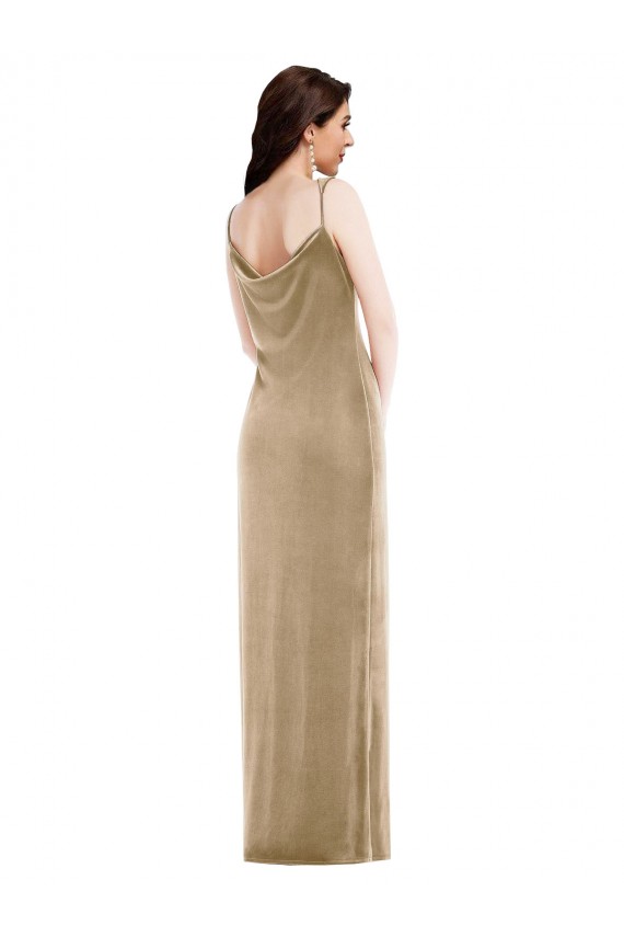 Stretch Velvet Long One Shoulder Champagne Sheath Black Tie Evening Gown / Prom Dress / Bridesmaid Dress Sudbury