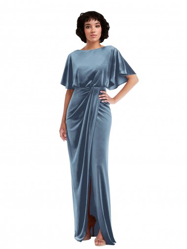 Stretch Velvet Open Back Long Sheath Semi Formal Evening Dress / Prom Dress / Bridesmaid Dress Sudbury