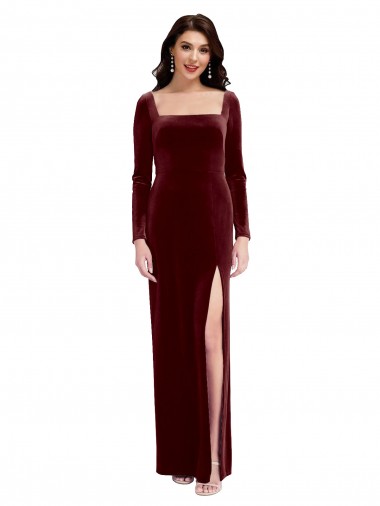 Stretch Velvet Low Back Long Spaghetti Straps A-Line Prom Dress / Bridesmaid Dress Sudbury