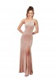 Stretch Velvet Long One Shoulder Pink Sheath Black Tie Evening Gown / Prom Dress / Bridesmaid Dress Sudbury