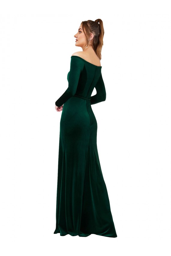 Stretch Velvet Long Off the Shoulder Sheath Formal Evening Gown / Prom Dress / Bridesmaid Dress Sudbury