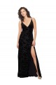 Floral Velvet & Stretch Velvet Open Back Long V-Neck Sheath Bridesmaid Dress Sudbury