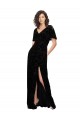 Floral Velvet & Stretch Velvet V-Back Long V-Neck A-Line Bridesmaid Dress Sudbury