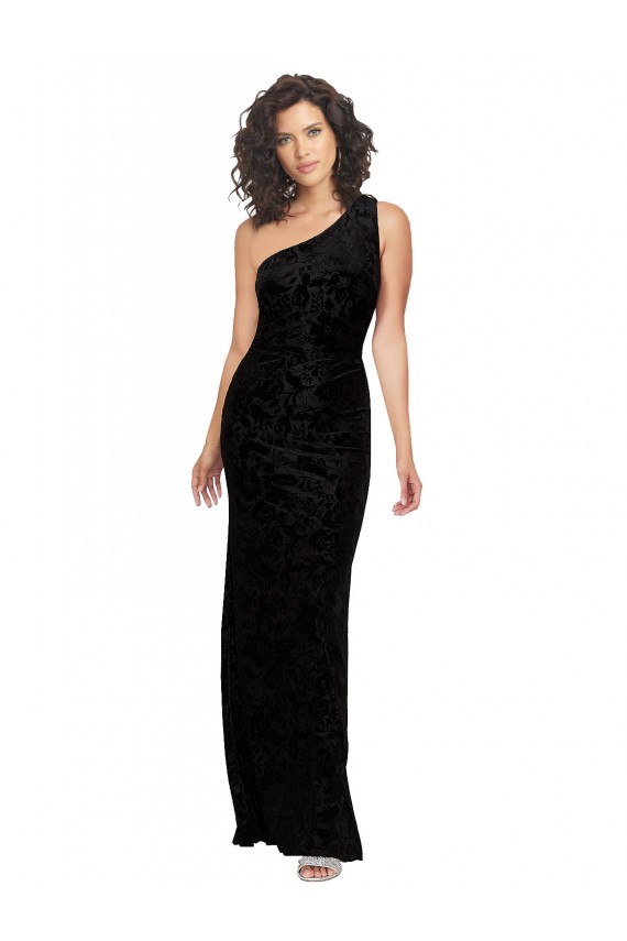 Floral Velvet & Stretch Velvet Long One Shoulder Sheath Bridesmaid Dresses Sudbury