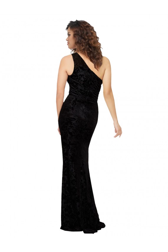 Floral Velvet & Stretch Velvet Long One Shoulder Sheath Bridesmaid Dresses Sudbury