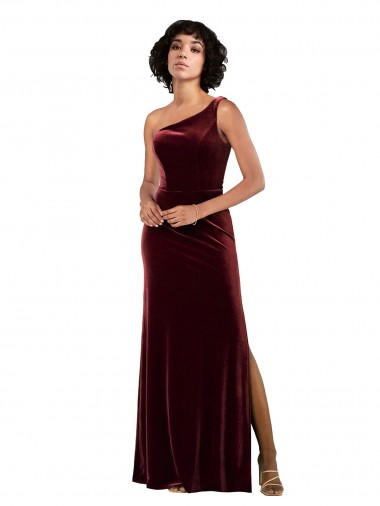 Stretch Velvet Long One Shoulder Column Formal Evening Gown / Prom Dress / Bridesmaid Dress Sudbury