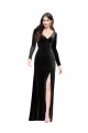 Stretch Velvet V-Back Long V-Neck Column Formal Evening Gown / Prom Dress / Bridesmaid Dress Sudbury
