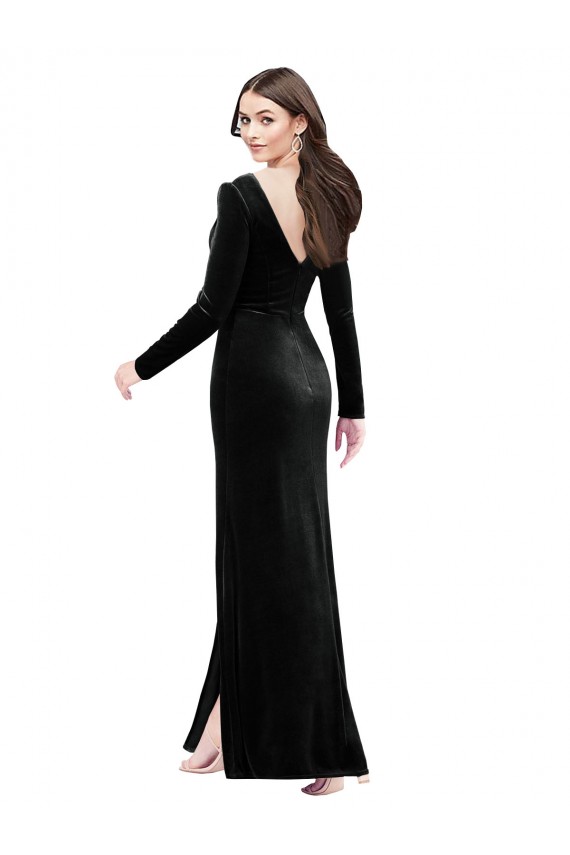 Stretch Velvet V-Back Long V-Neck Column Formal Evening Gown / Prom Dress / Bridesmaid Dress Sudbury