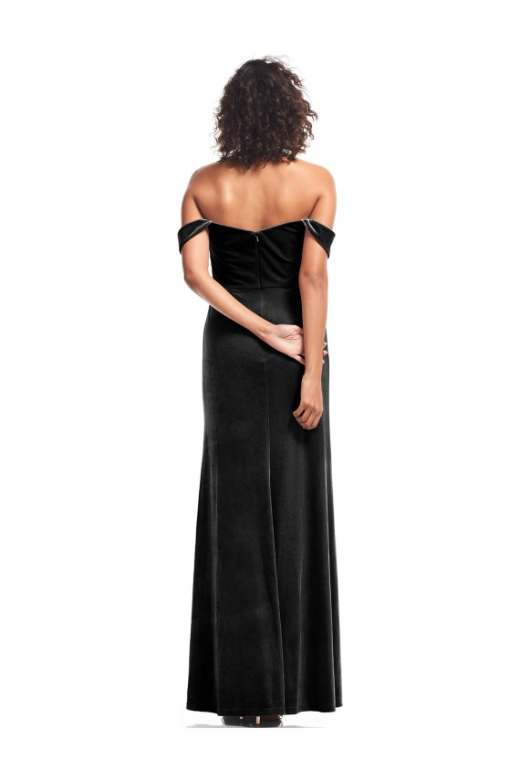 Stretch Velvet Long Off the Shoulder Black A-Line Formal Evening Gown / Prom Dress / Bridesmaid Dress Sudbury