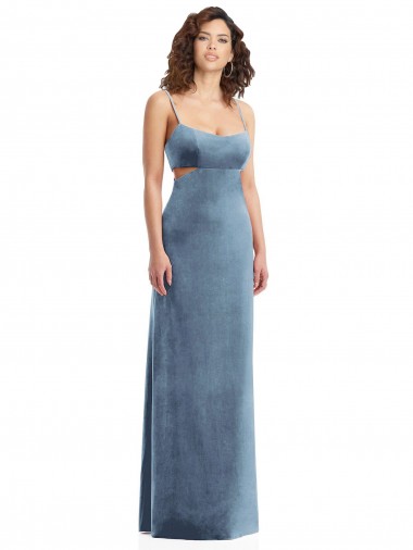 Stretch Velvet Low Back Long Square Neck Sheath Formal Evening Gown / Prom Dress / Bridesmaid Dress Sudbury