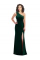 Stretch Velvet Long One Shoulder Trumpet Black Tie Prom Dress / Bridesmaid Dress Sudbury