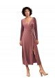 Stretch Velvet Midi Length V-Neck A-Line Black Tie Prom Dress / Bridesmaid Dress Sudbury